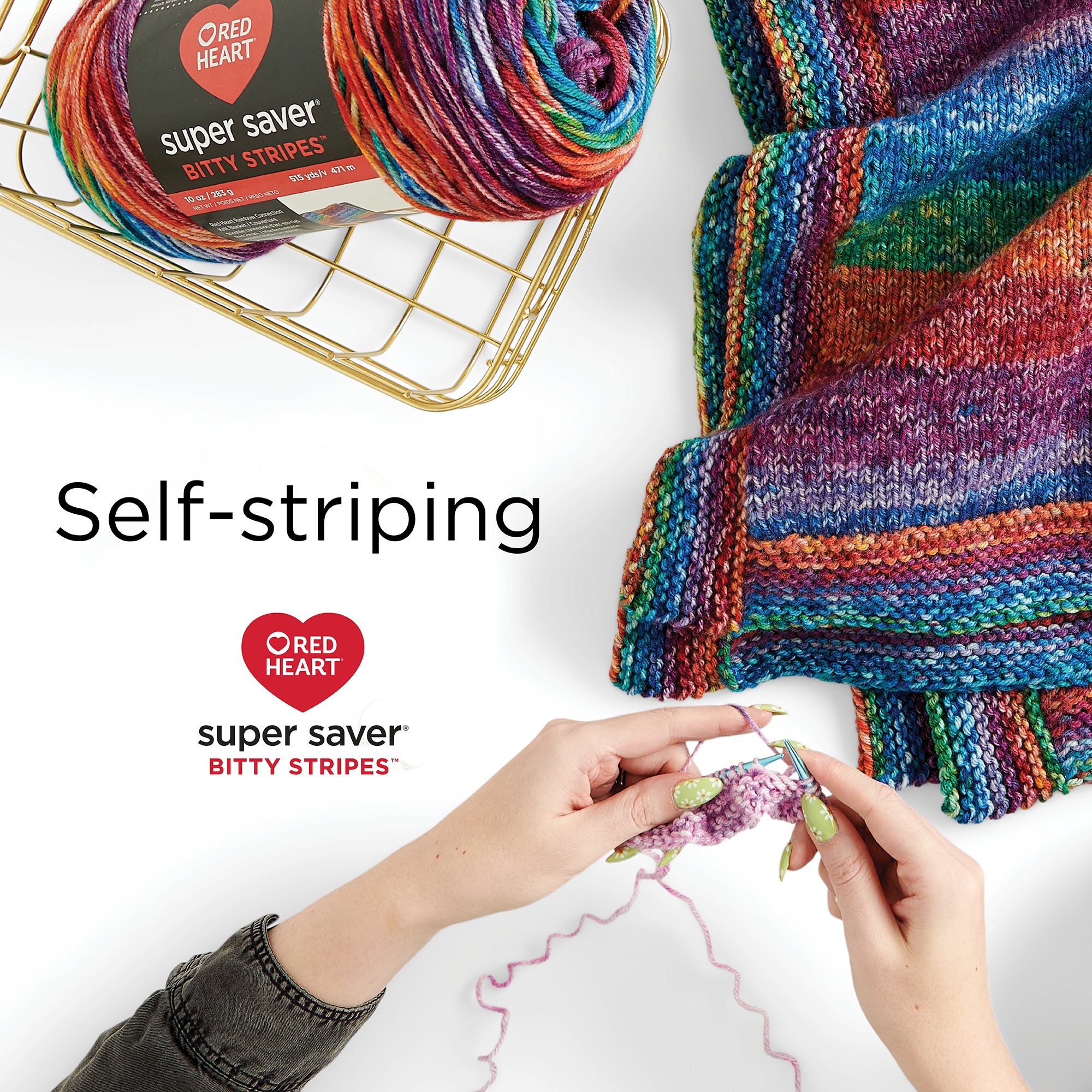 Red Heart Super Saver Bitty Stripes-Grapey