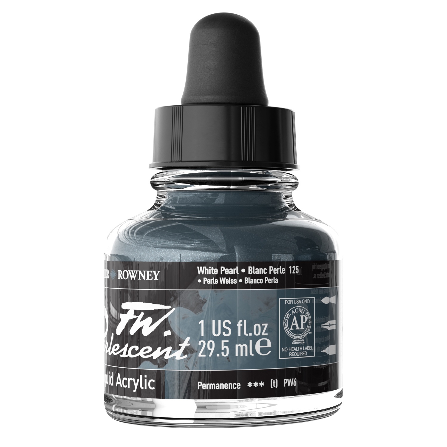 FW Pearlescent Liquid Acrylic Paint 1oz-White Pearl