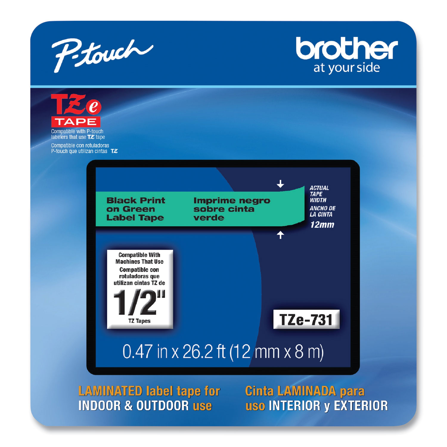 Brother P-Touch® TZe Laminated Removable Label Tapes, 0.47