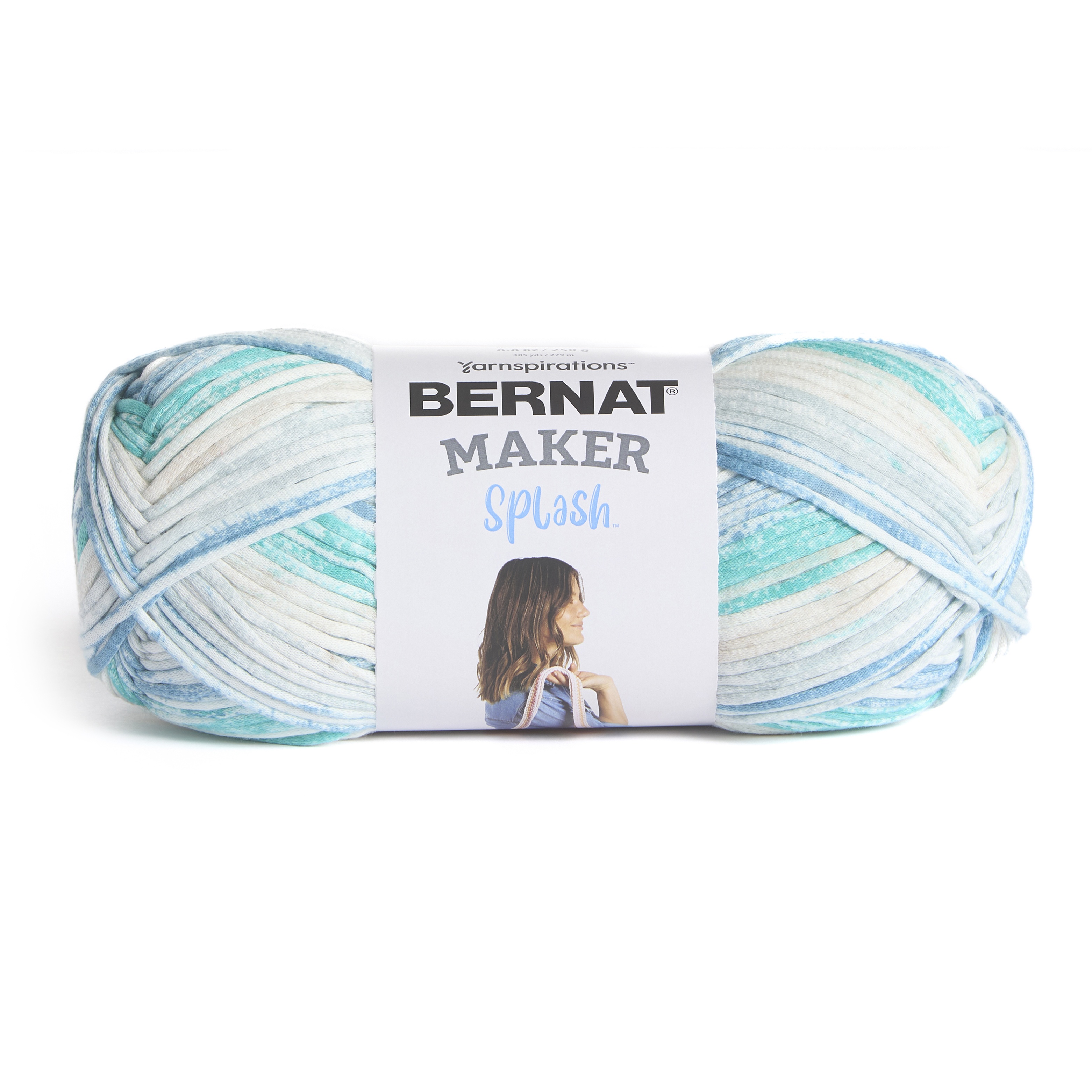 Bernat Maker Splash Yarn-Teal Print