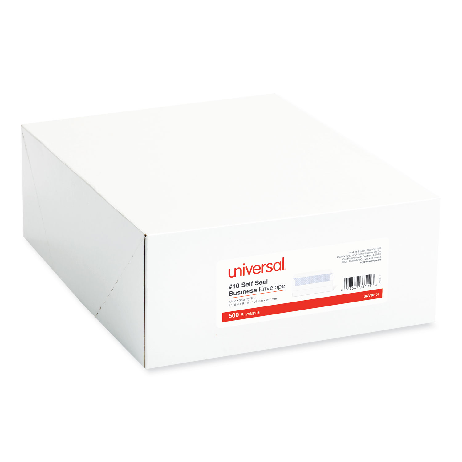 Universal® Self-Seal Business Envelope, Security Tint, #10, 4 1/8 x 9 1/2, White