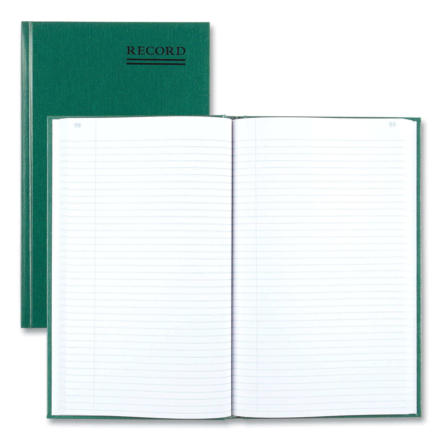 National® Emerald Series Account Book, Green Cover, 500 Pages, 12 1/4 x 7 1/4