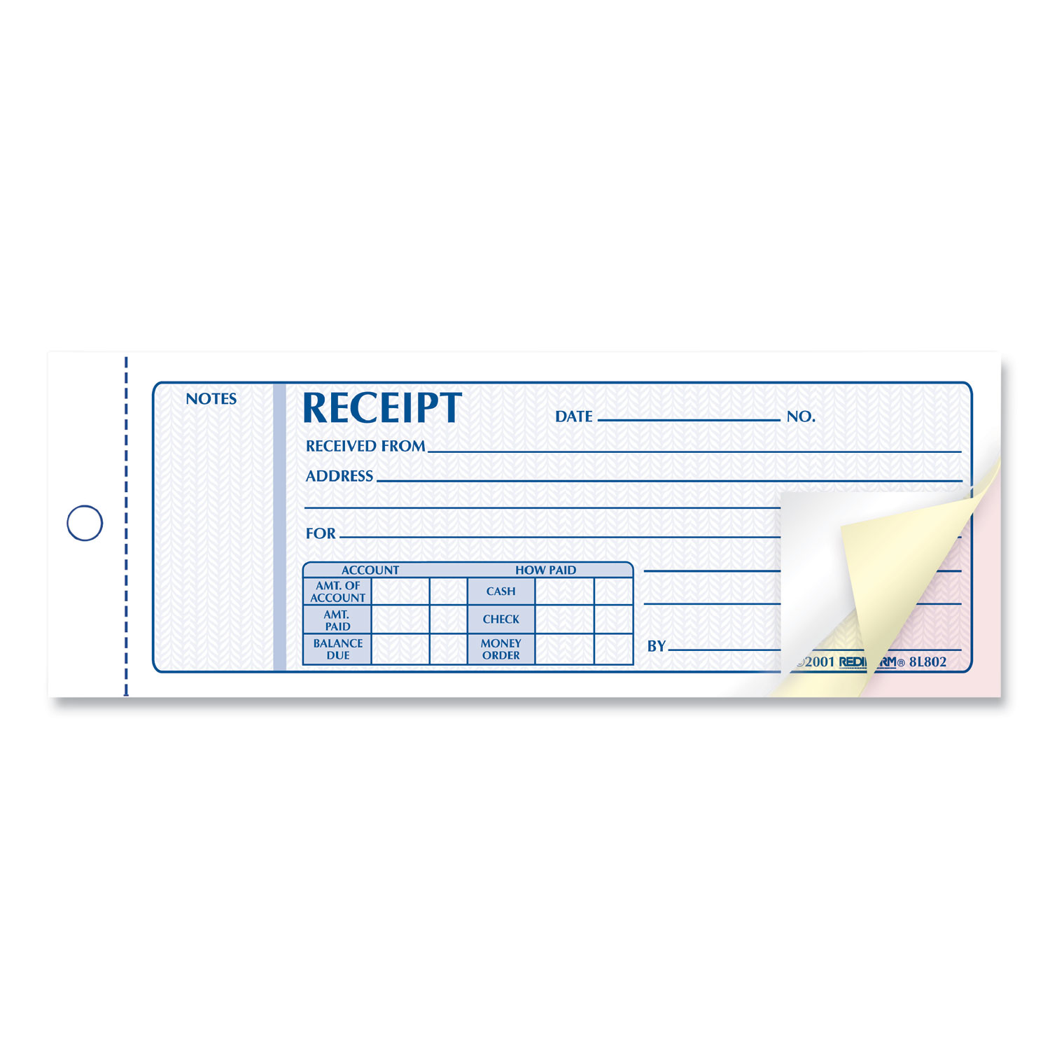 Rediform® Receipt Book, 7 x 2 3/4, Carbonless Triplicate, 50 Sets/Book