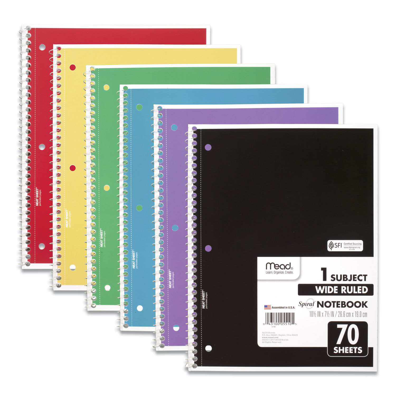 Mead 1 Subject Wide Ruled Spiral-Bound Notebook 10.5