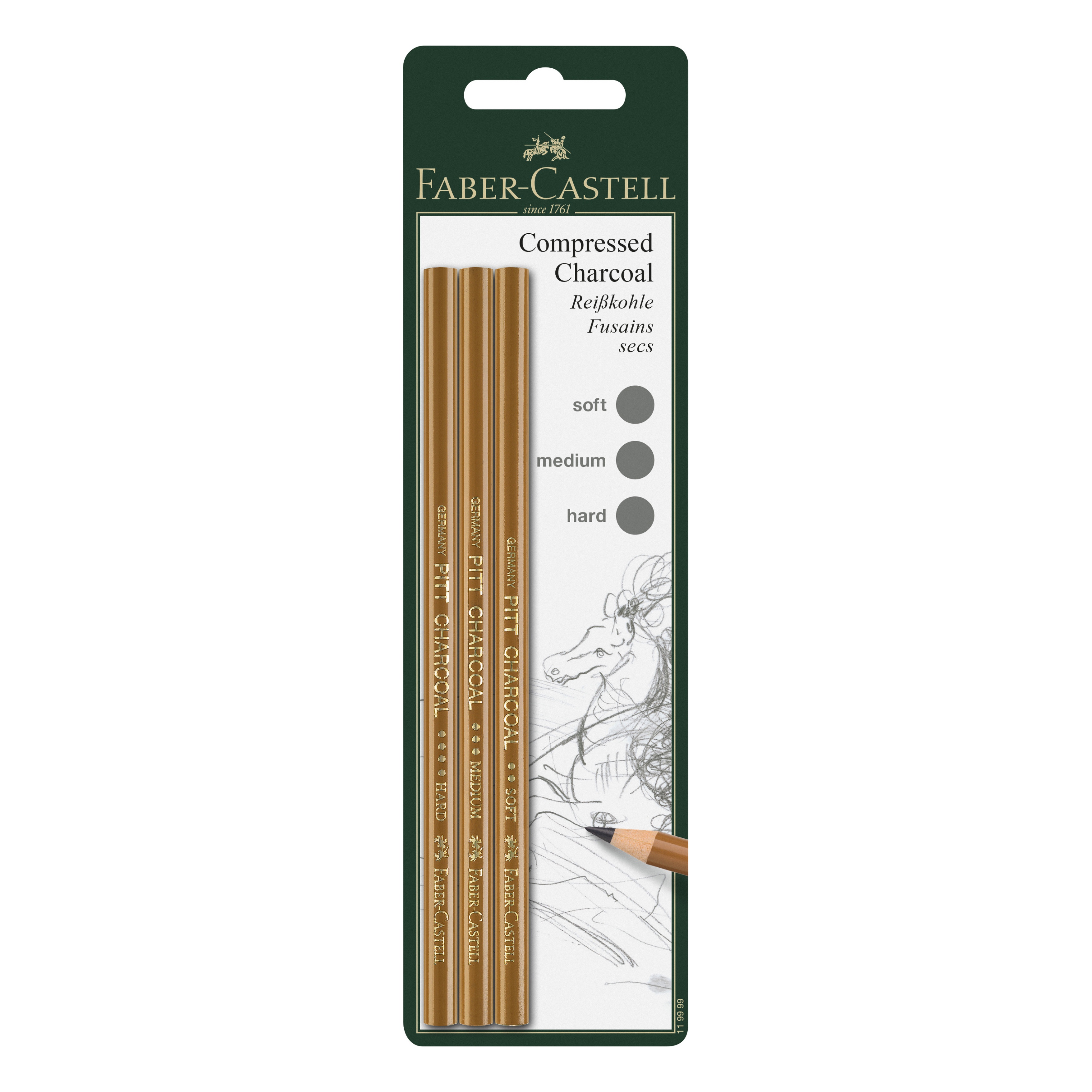 Faber-Castell Pitt Compressed Charcoal Pencils-Set of 3