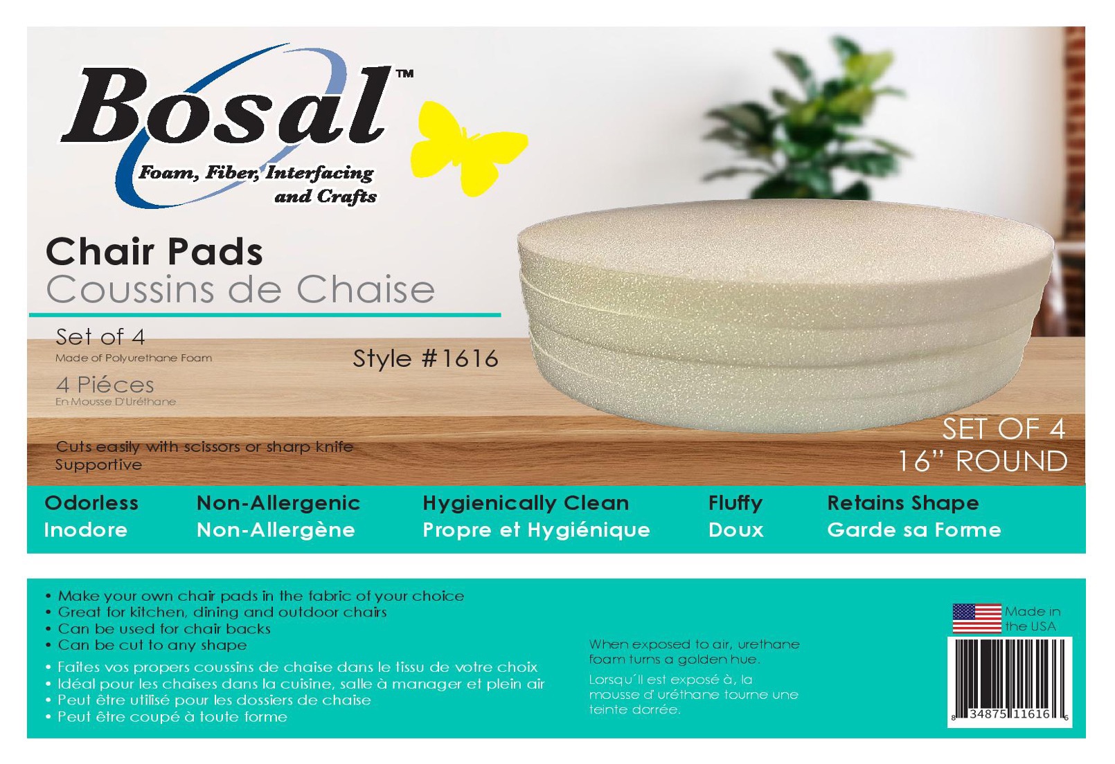 Bosal Foam Square Chair Pad 4/Pkg-16