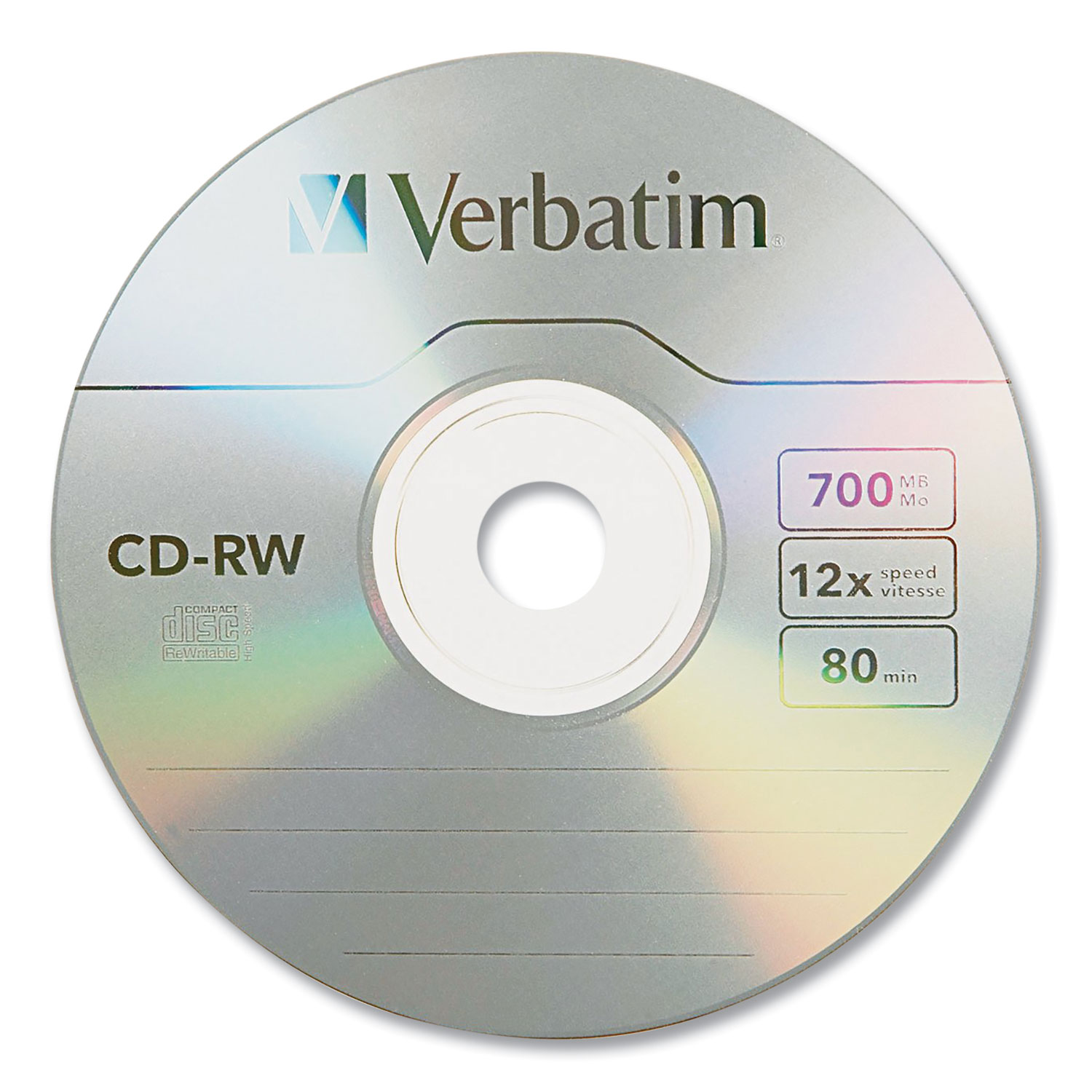 Verbatim® CD-RW Discs, 700MB/80min, 4X/12X, Spindle, 25/Pk
