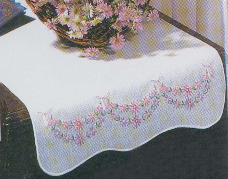 Stamped White Dresser Scarf For Embroidery 14