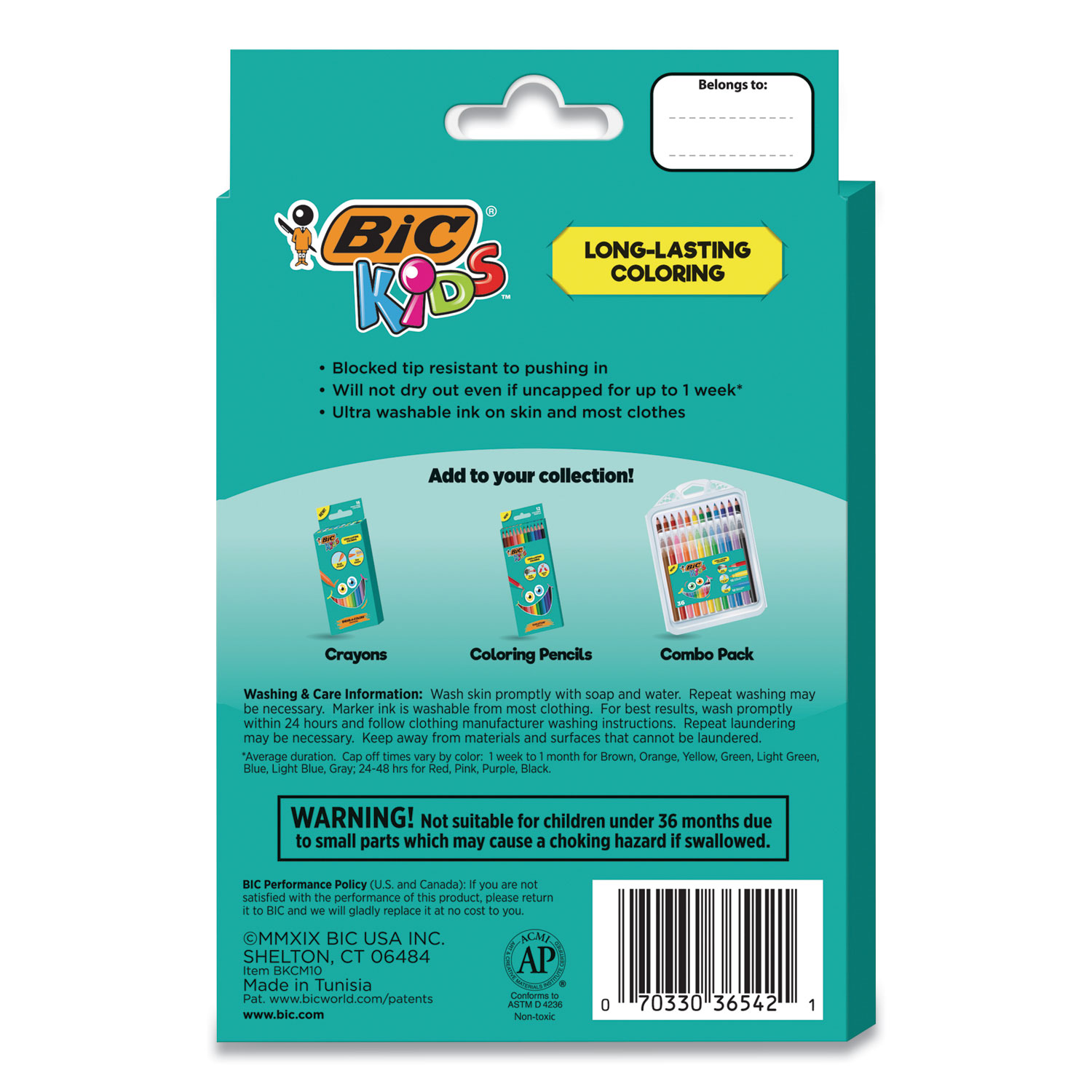 KIDS ULTRA WASHABLE MARKERS, MEDIUM BULLET TIP, ASSORTED COLORS, 10/PACK