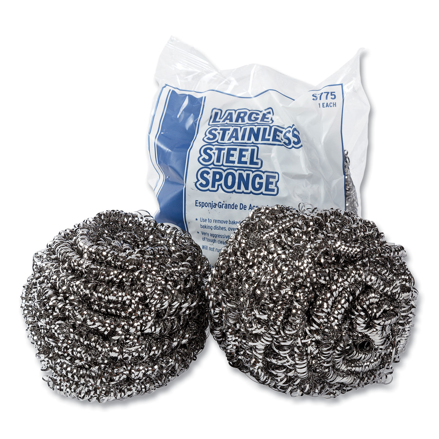 Royal Large Stainless Steel Sponge, Polybagged, 1.75 oz, 12/PK, 6 PK/CT