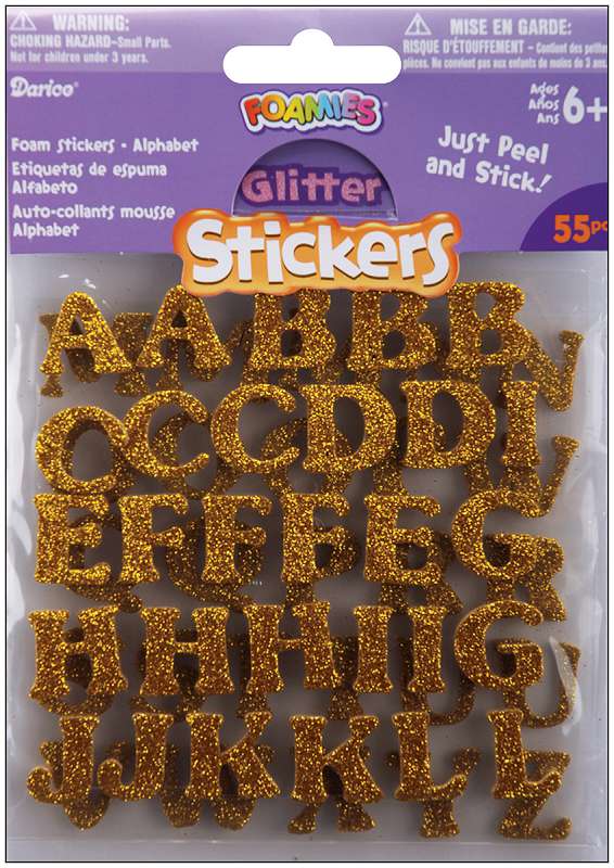 Foam Glitter Stickers 55/Pkg Alphabet - Gold