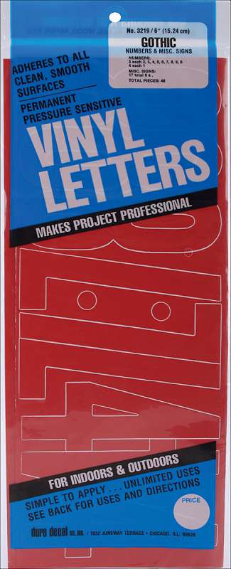 Permanent Adhesive Vinyl Numbers 6