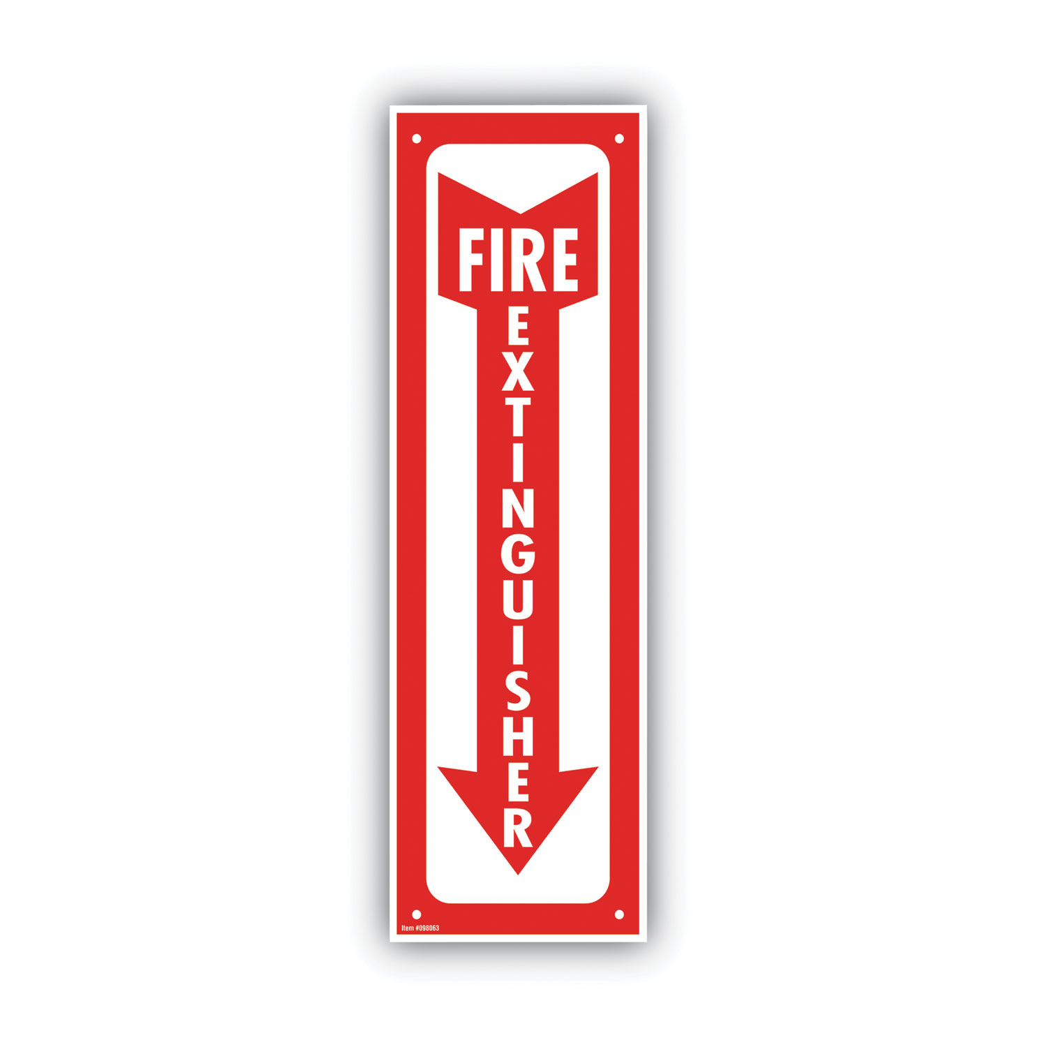 COSCO Glow-In-The-Dark Safety Sign, Fire Extinguisher, 4 x 13, Red