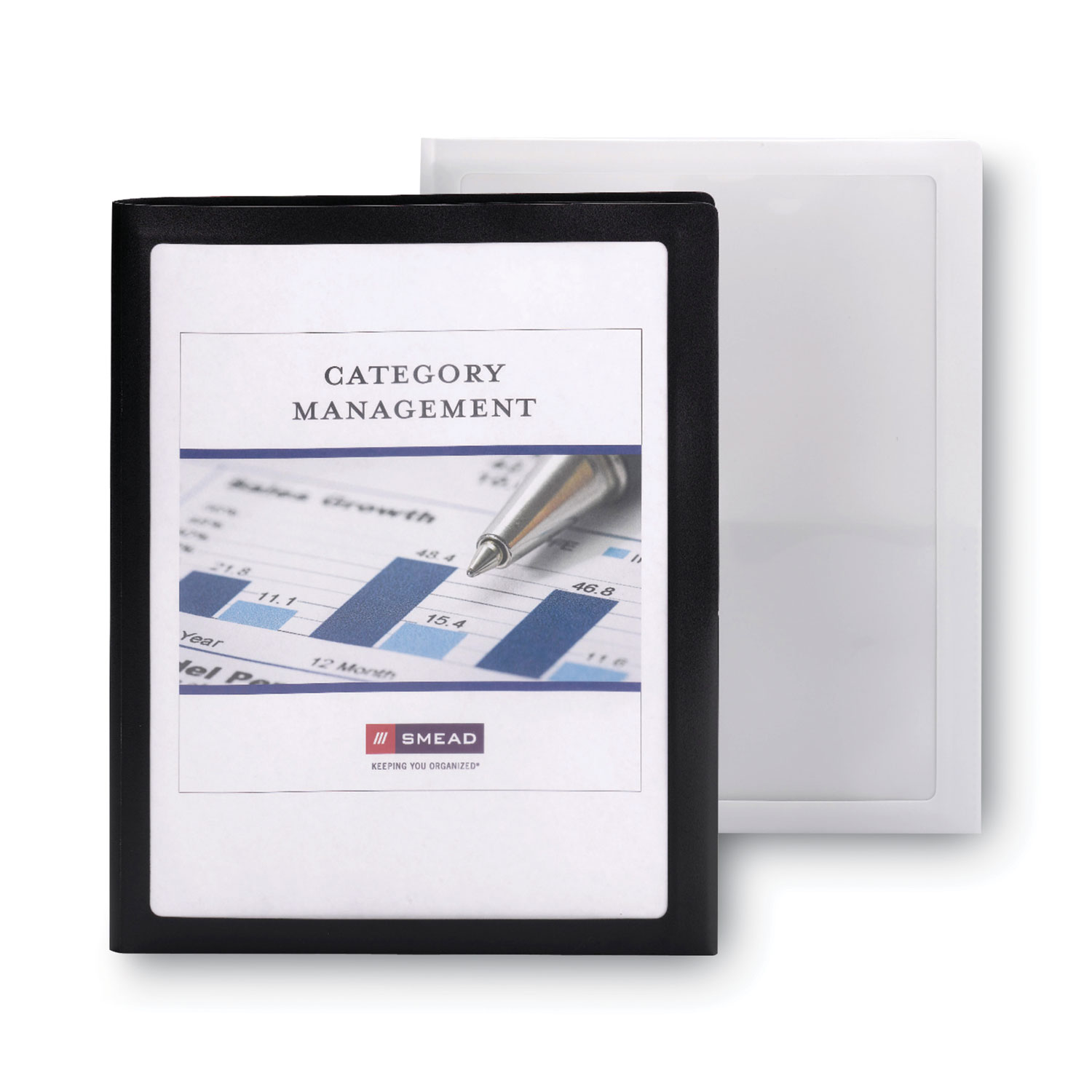 Smead® Frame View Poly Two-Pocket Folder, 11 x 8 1/2, Clear/Black, 5/Pack