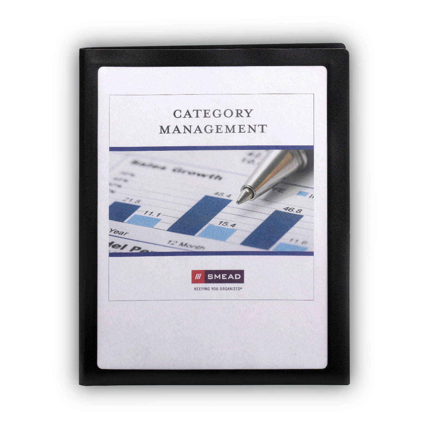 Smead® Frame View Poly Two-Pocket Folder, 11 x 8 1/2, Clear/Black, 5/Pack