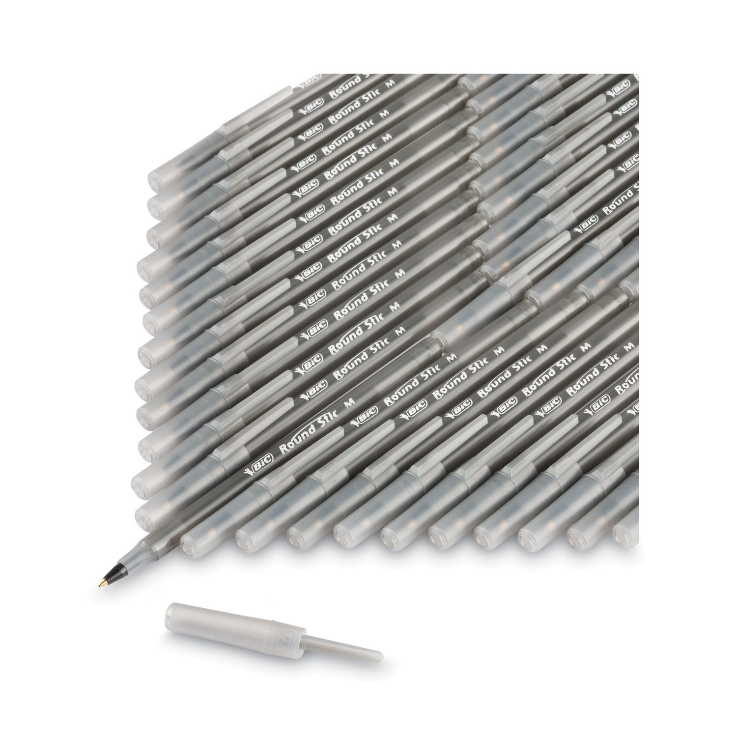 BIC® Round Stic Xtra Life Ballpoint Pen, Black Ink, 1mm, Medium, Dozen
