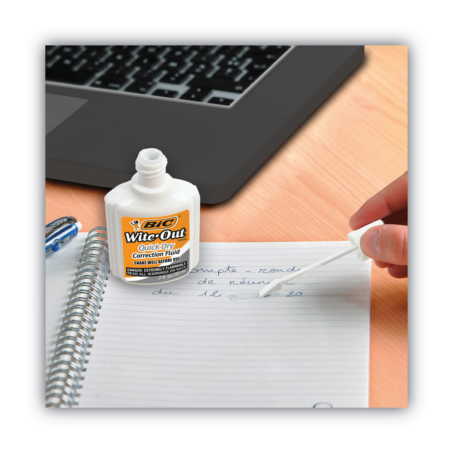 BIC® Wite-Out Quick Dry Correction Fluid, 20 ml Bottle, White, 3/Pack