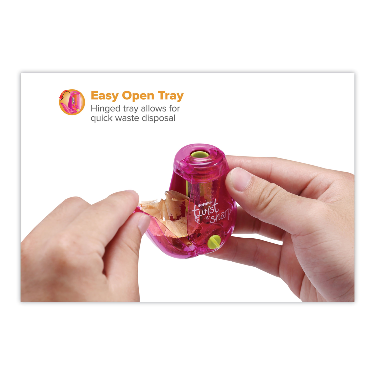 Bostitch® Twist-n-Sharp Pencil Sharpener, Random Assorted, 3 1/2 x 1 1/4 x 5 1/2