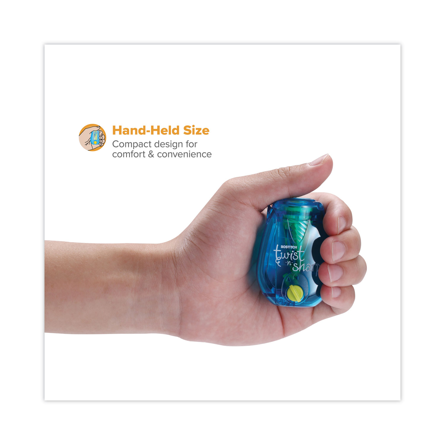 Bostitch® Twist-n-Sharp Pencil Sharpener, Random Assorted, 3 1/2 x 1 1/4 x 5 1/2