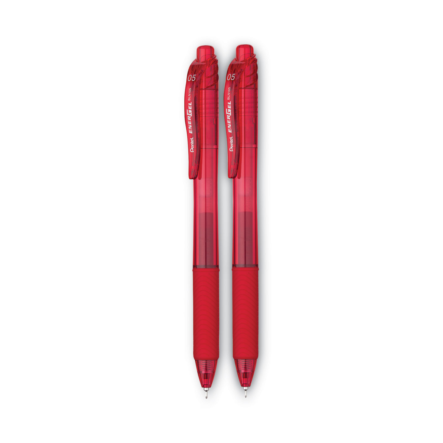 Pentel® EnerGel-X Retractable Roller Gel Pen, .5mm, Red Barrel/Ink, Dozen