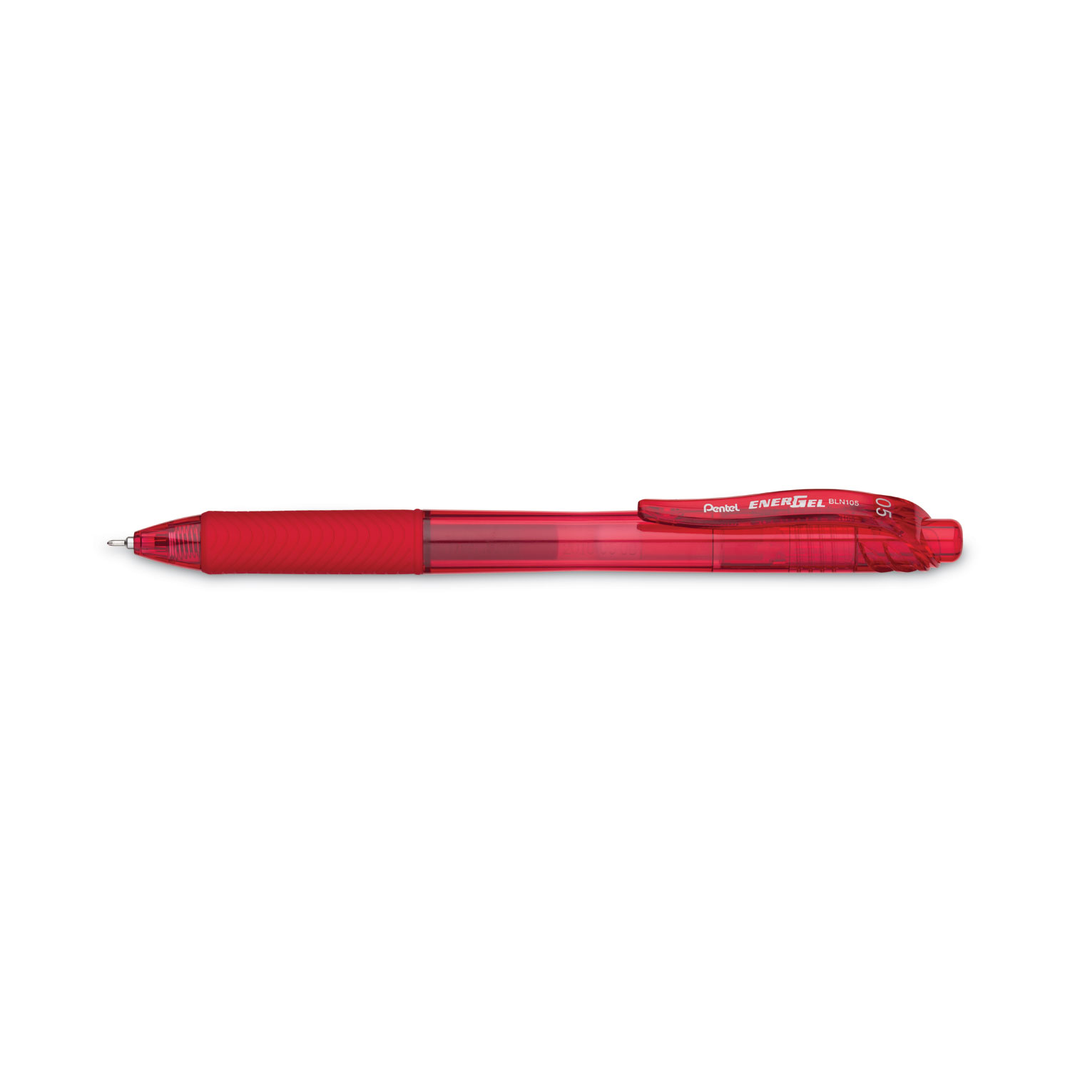 Pentel® EnerGel-X Retractable Roller Gel Pen, .5mm, Red Barrel/Ink, Dozen