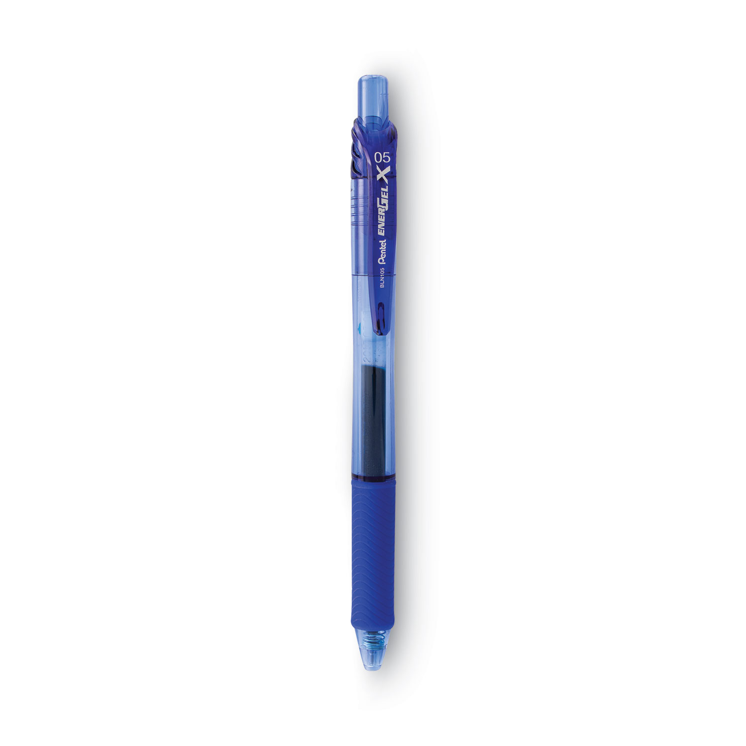 Pentel® EnerGel-X Retractable Roller Gel Pen, .5mm, Blue Barrel/Ink, Dozen
