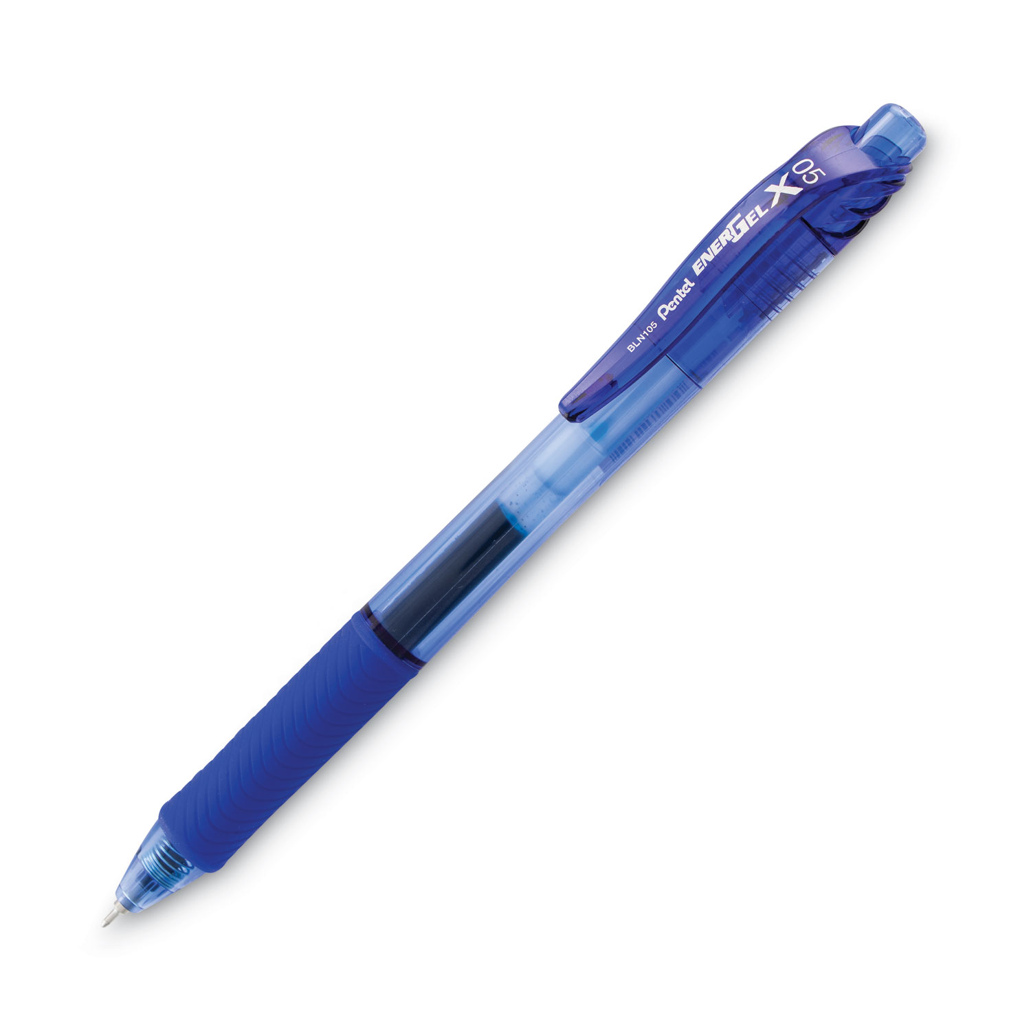 Pentel® EnerGel-X Retractable Roller Gel Pen, .5mm, Blue Barrel/Ink, Dozen