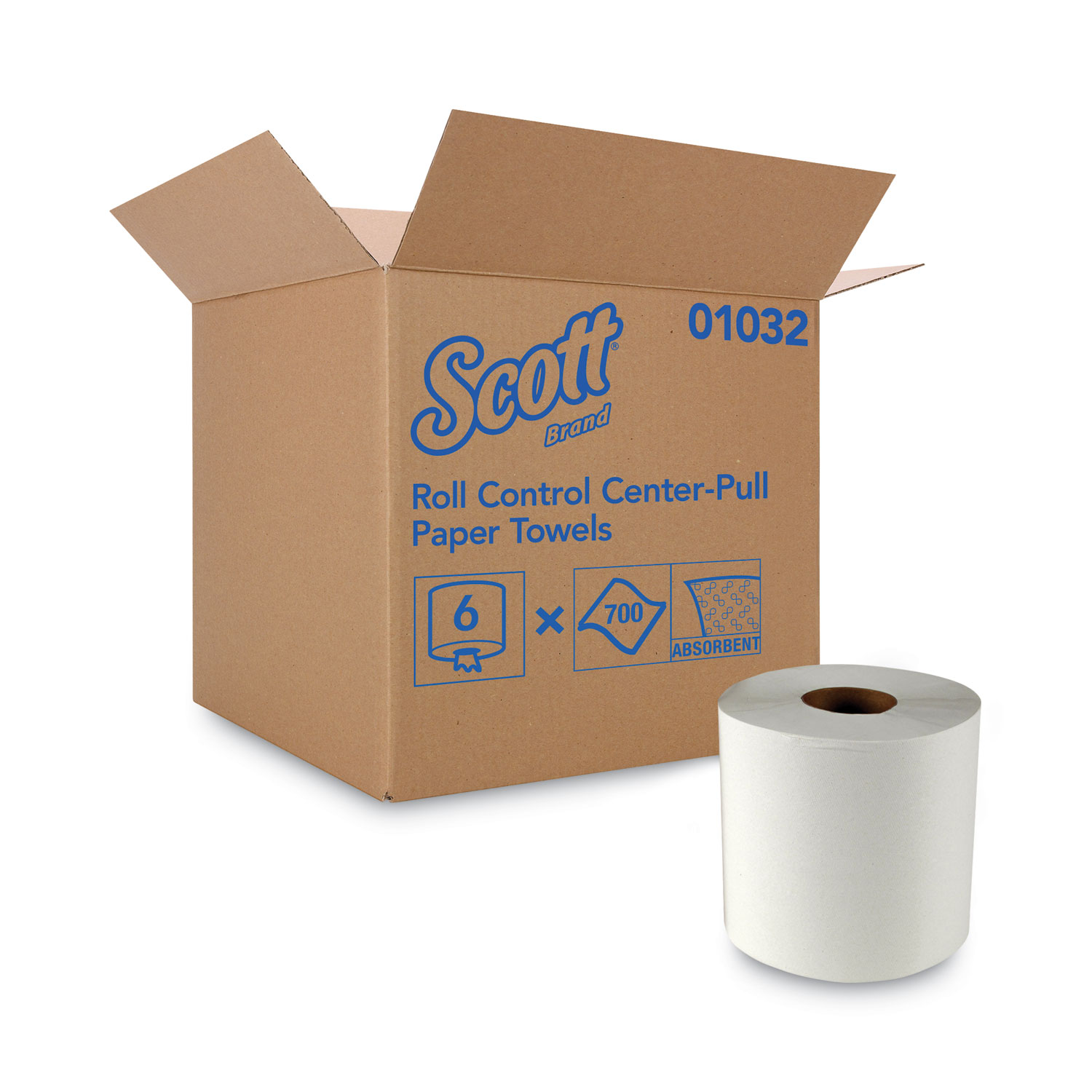 Scott® Roll-Control Center-Pull Towels, 8 x 12, White, 700/Roll, 6 Rolls/Carton