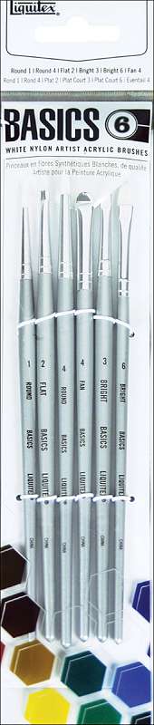 Liquitex Basics Brush Set White Nylon 6/Pkg