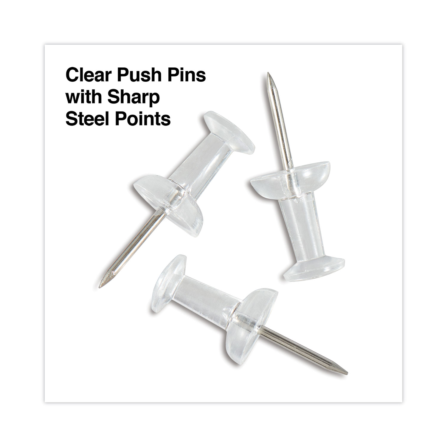 Universal® Clear Push Pins, Plastic, 3/8