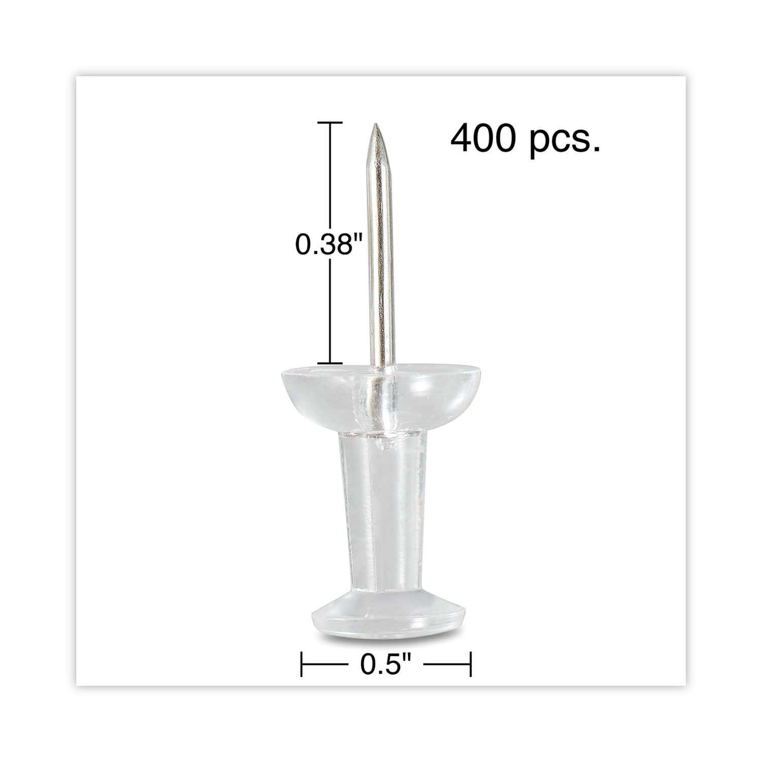 Universal® Clear Push Pins, Plastic, 3/8