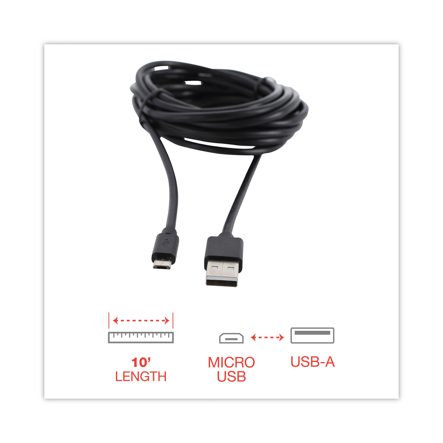 Innovera® USB to Micro USB Cable, 10 ft, Black