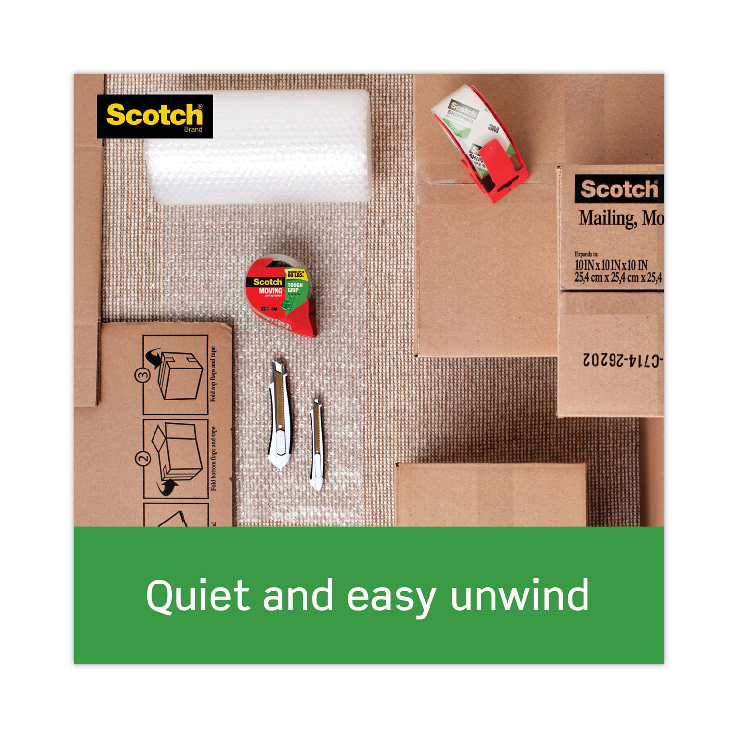 Scotch® Tough Grip Moving Packaging Tape, 1.88
