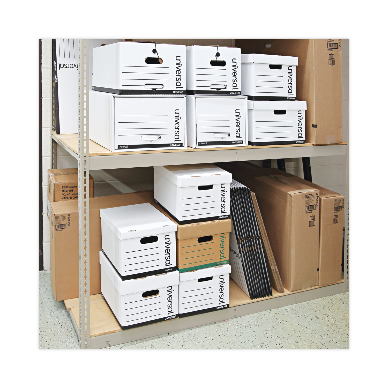 Universal® Extra-Strength Storage Box w/Lid, Letter/Legal, 12 x 15 x 10, White,