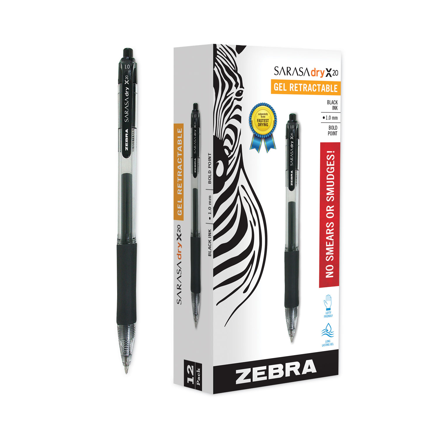 Zebra® Sarasa Retractable Gel Pen, Black Ink, Bold, Dozen