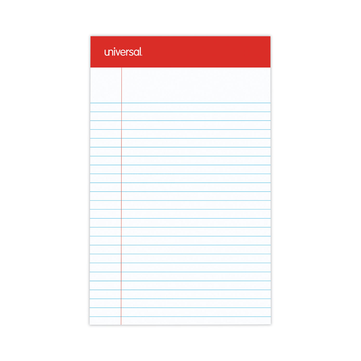 Universal® Perforated Edge Writing Pad, Narrow Rule, 5 x 8, White, 50 Sheet, Doz