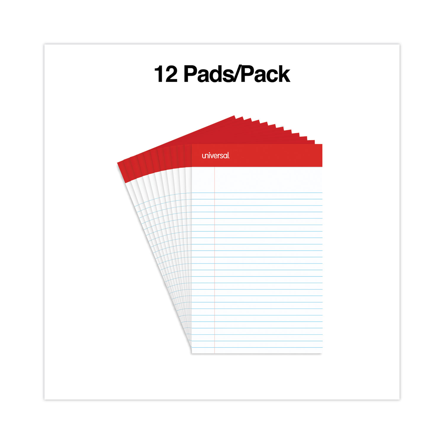 Universal® Perforated Edge Writing Pad, Narrow Rule, 5 x 8, White, 50 Sheet, Doz