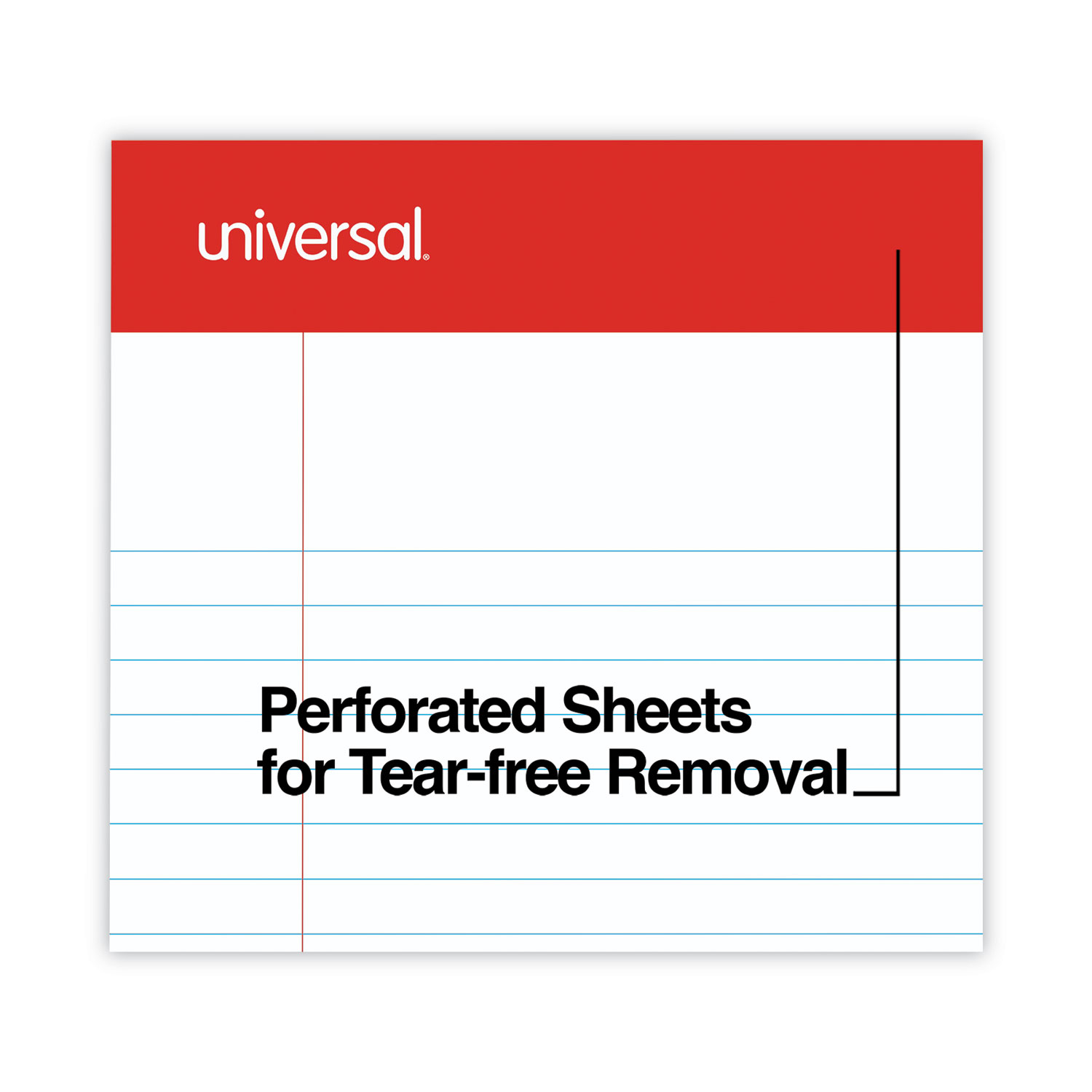 Universal® Perforated Edge Writing Pad, Narrow Rule, 5 x 8, White, 50 Sheet, Doz