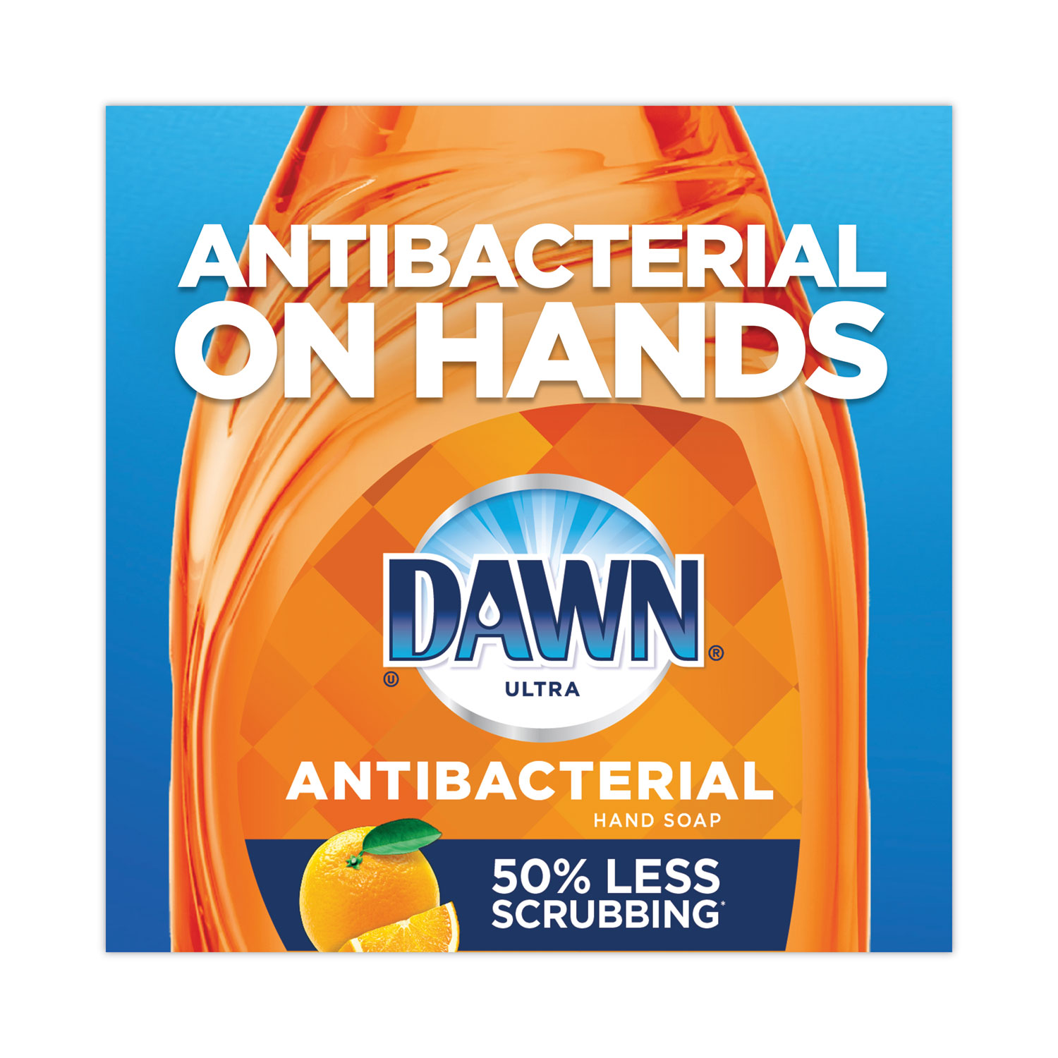 Dawn® Ultra Antibacterial Dishwashing Liquid, Orange Scent, 38 oz Bottle, 8/Cart