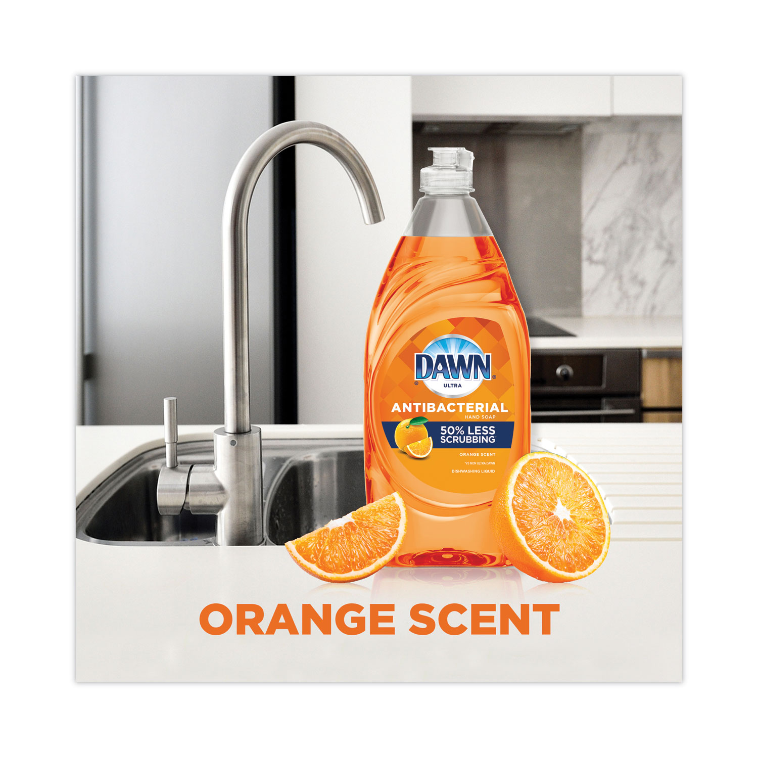 Dawn® Ultra Antibacterial Dishwashing Liquid, Orange Scent, 38 oz Bottle, 8/Cart
