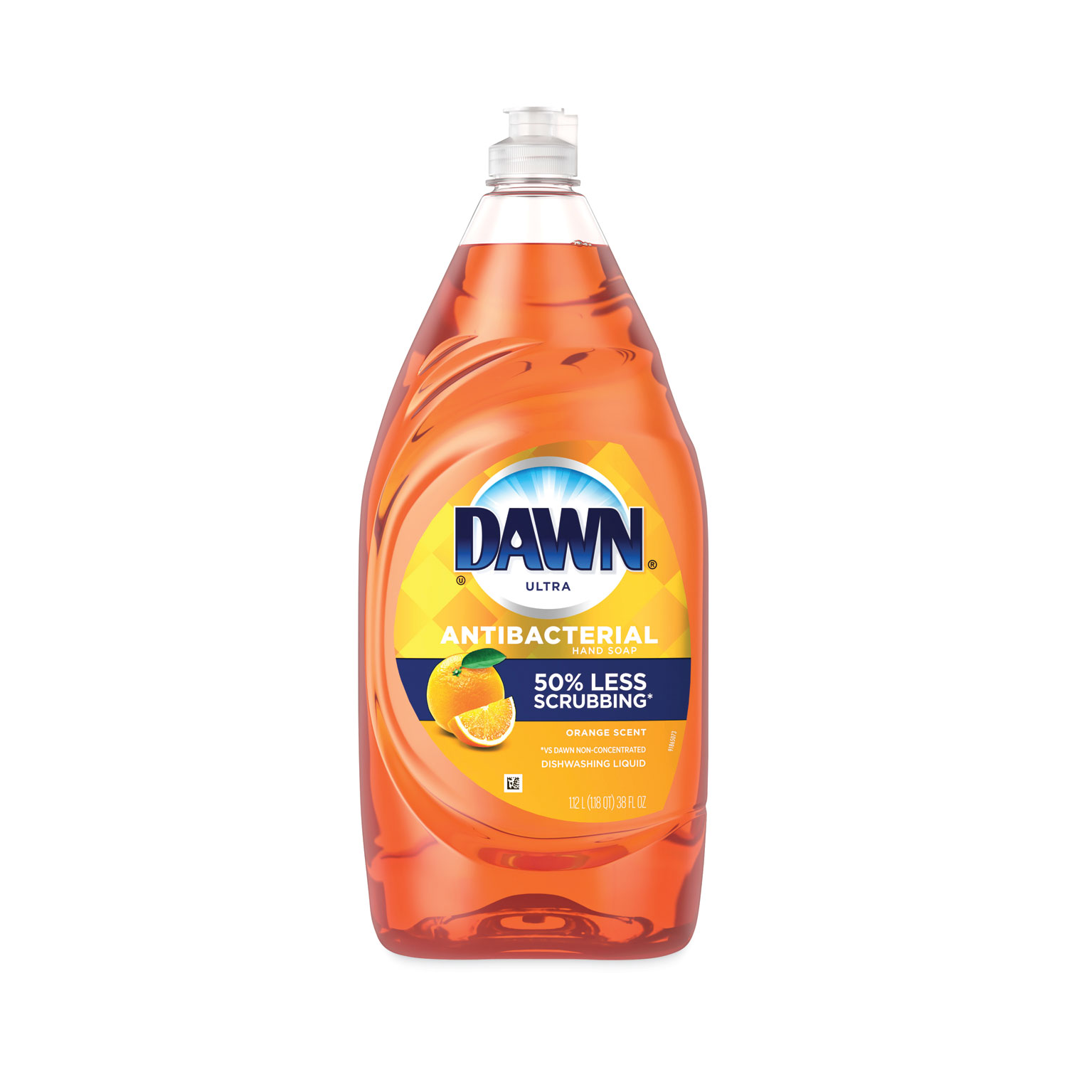 Dawn® Ultra Antibacterial Dishwashing Liquid, Orange Scent, 38 oz Bottle, 8/Cart