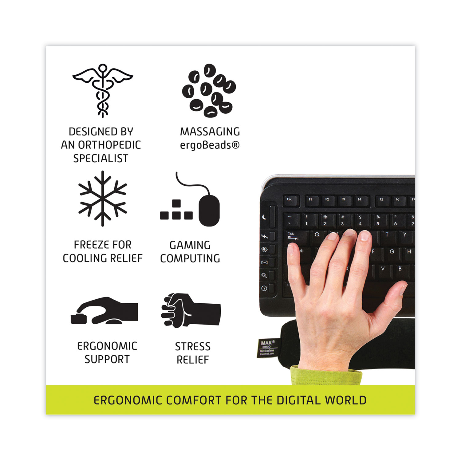 IMAK® Keyboard Wrist Cushion, Black