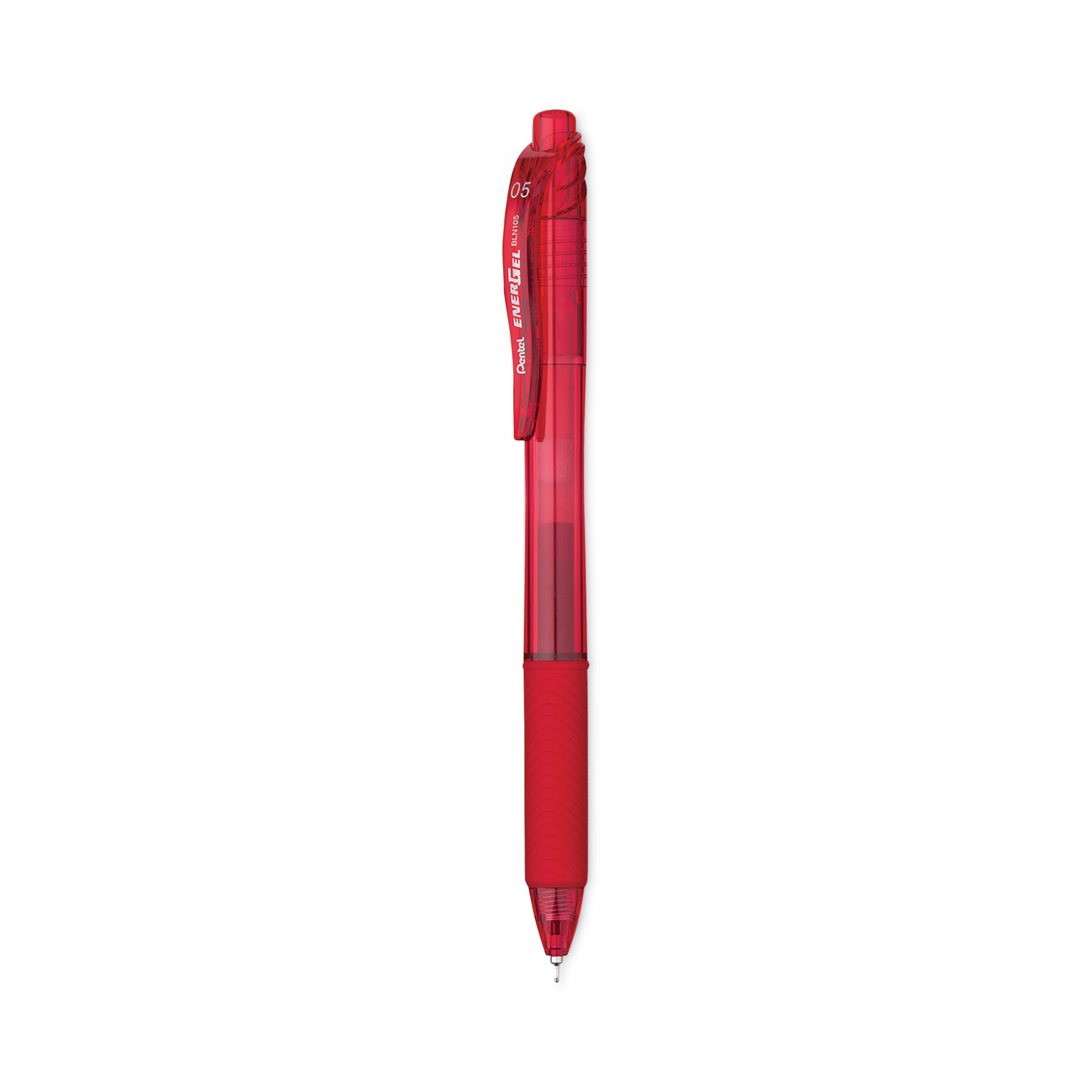 Pentel® EnerGel-X Retractable Roller Gel Pen, .5mm, Red Barrel/Ink, Dozen