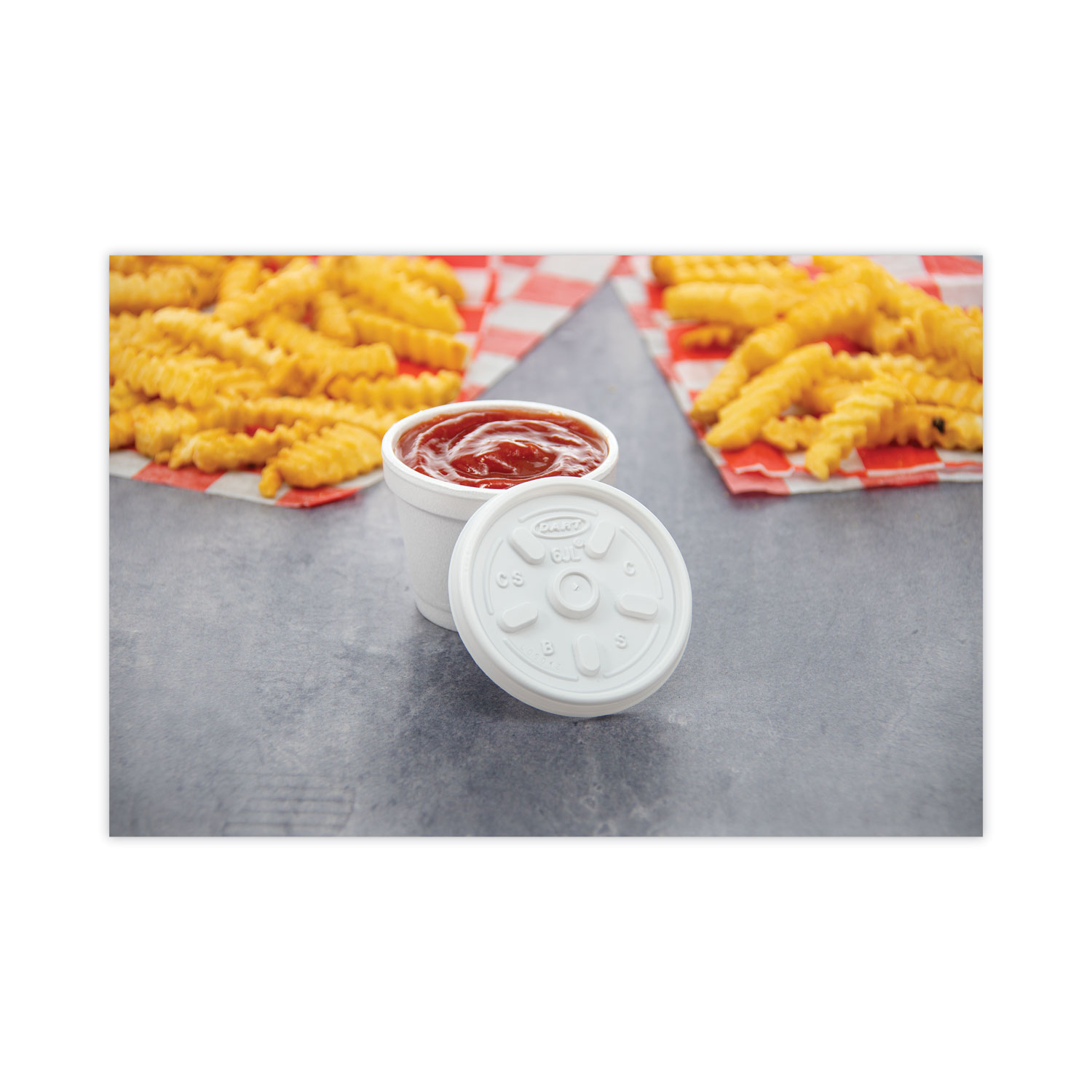 PLASTIC LIDS FOR FOAM CONTAINERS, VENTED, FITS 3.5-6 OZ, WHITE, 1,000/CARTON