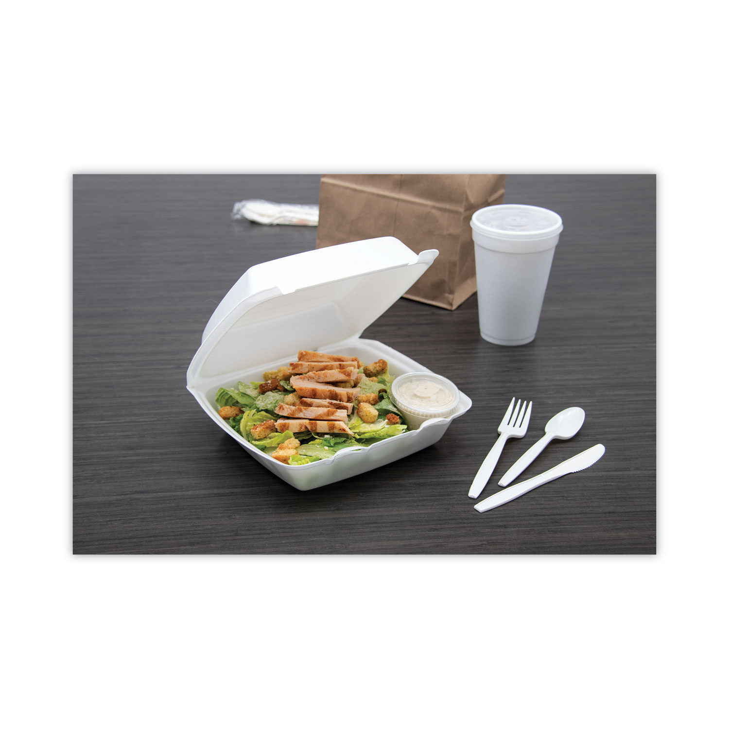 Dart® Foam Container, Hinged Lid, 1-Comp, 8 3/8 x 7 7/8 x 3 1/4, 200/Carton