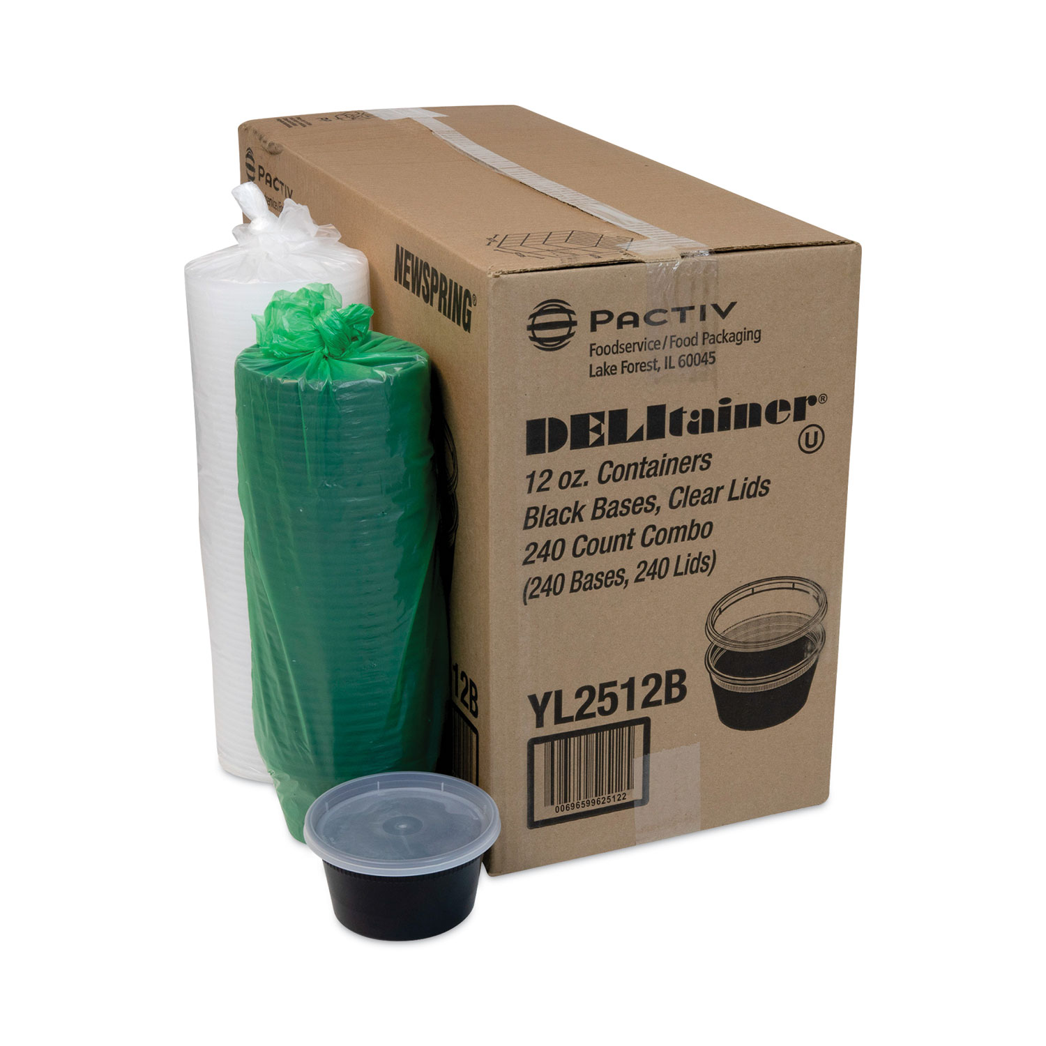 Deli Plas Food Cntnr 12O Z W/Flt Lid Bla/Cle 240C