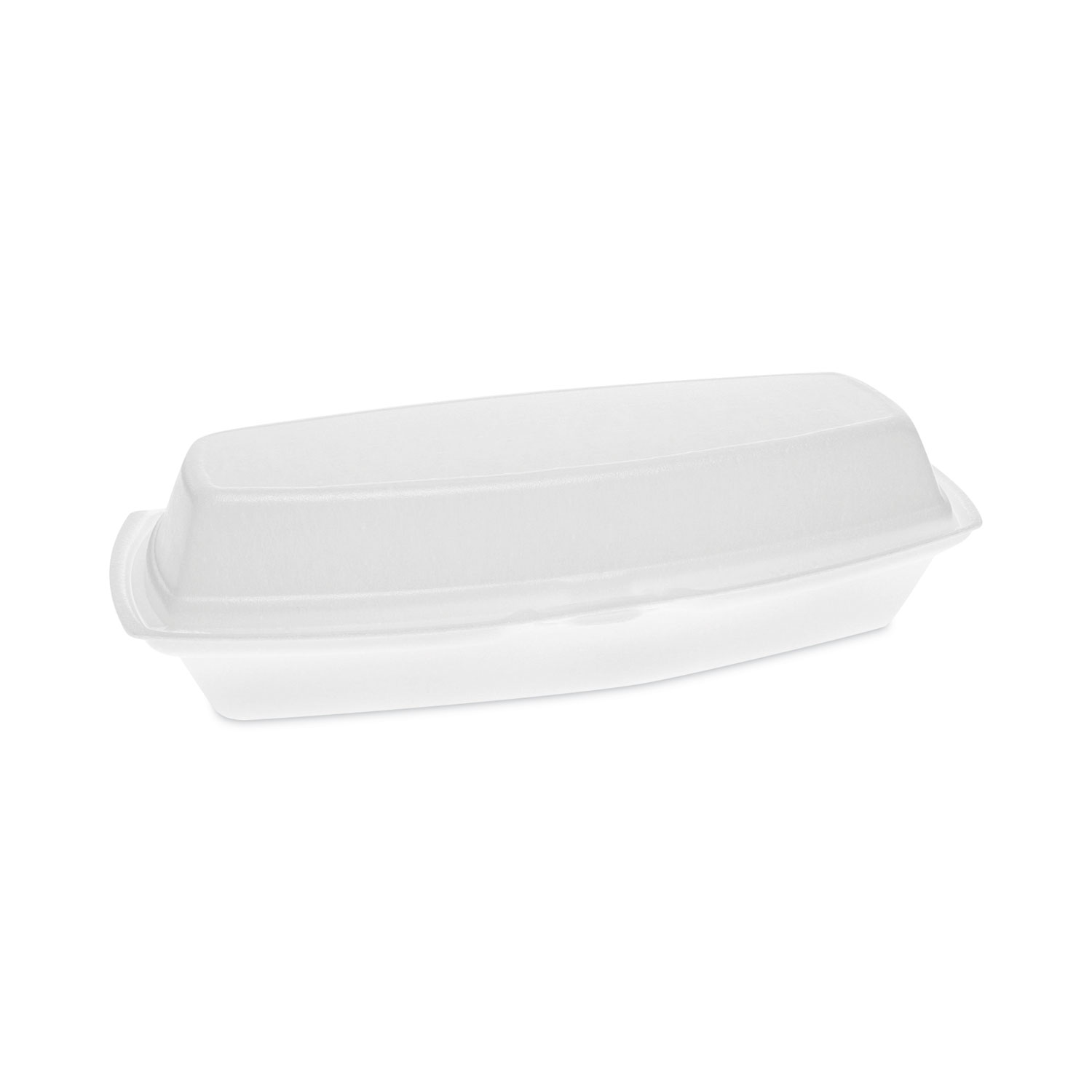 FOAM HINGED LID CONTAINERS, SINGLE TAB LOCK HOT DOG, 7.25 X 3 X 2, WHITE, 504/CA