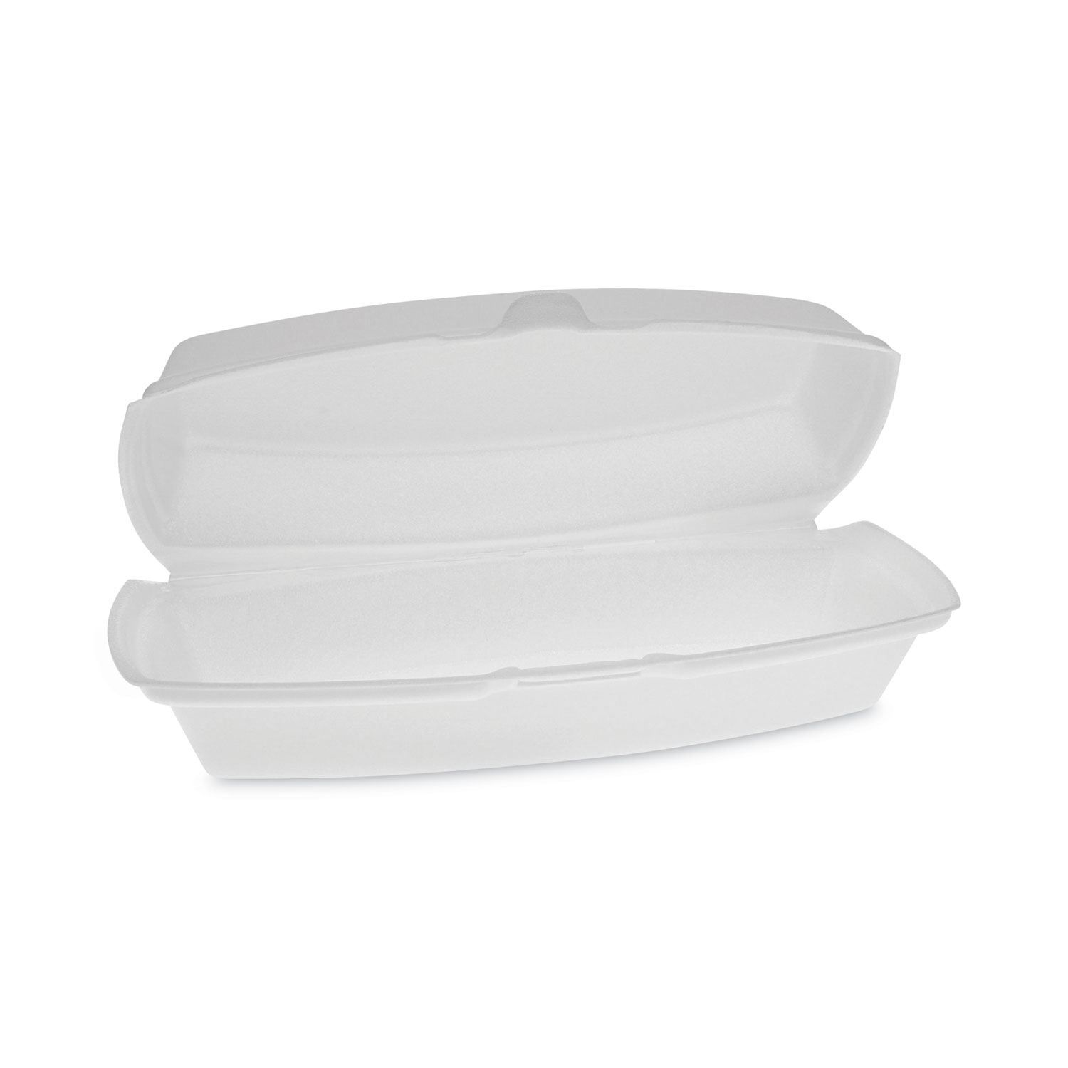 FOAM HINGED LID CONTAINERS, SINGLE TAB LOCK HOT DOG, 7.25 X 3 X 2, WHITE, 504/CA