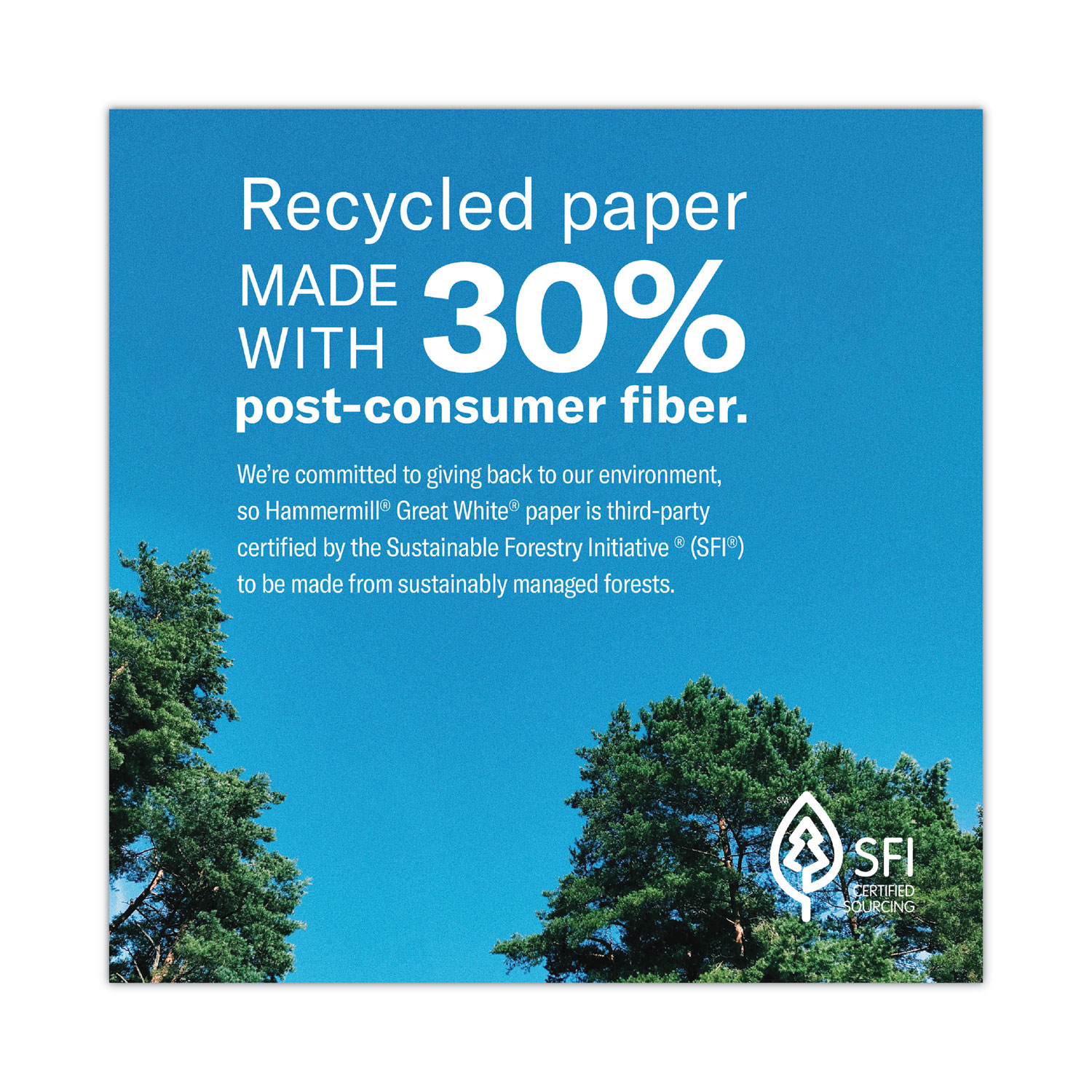 Hammermill® Great White Recycled Copy Paper, 92 Brightness, 20lb, 8-1/2 x 14, 50