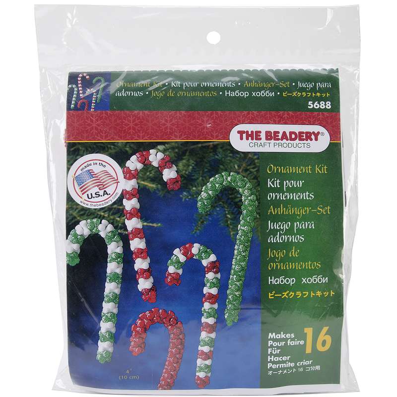 Holiday Beaded Ornament Kit Candy Cane Assortment Makes 16